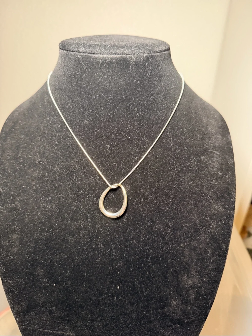 NWT Napier Silver Tone Open Circle Pendant Necklace